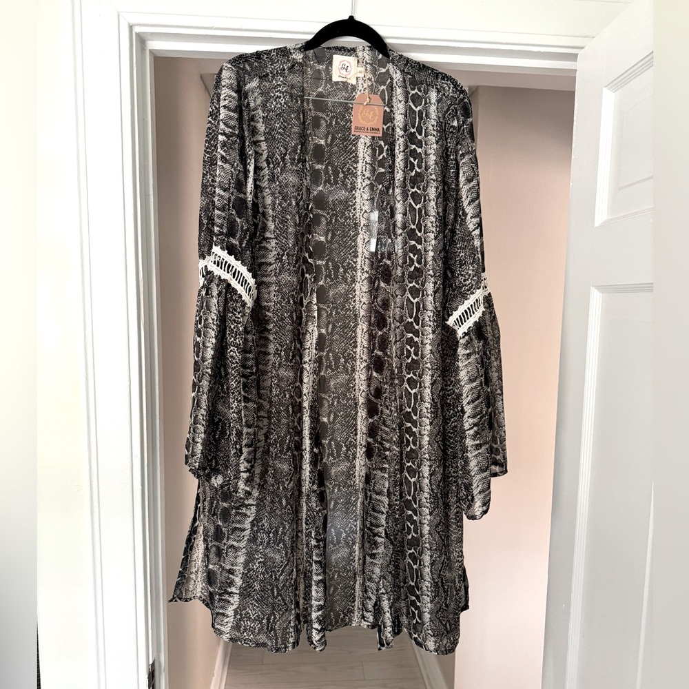 Snake print sheer cardigan